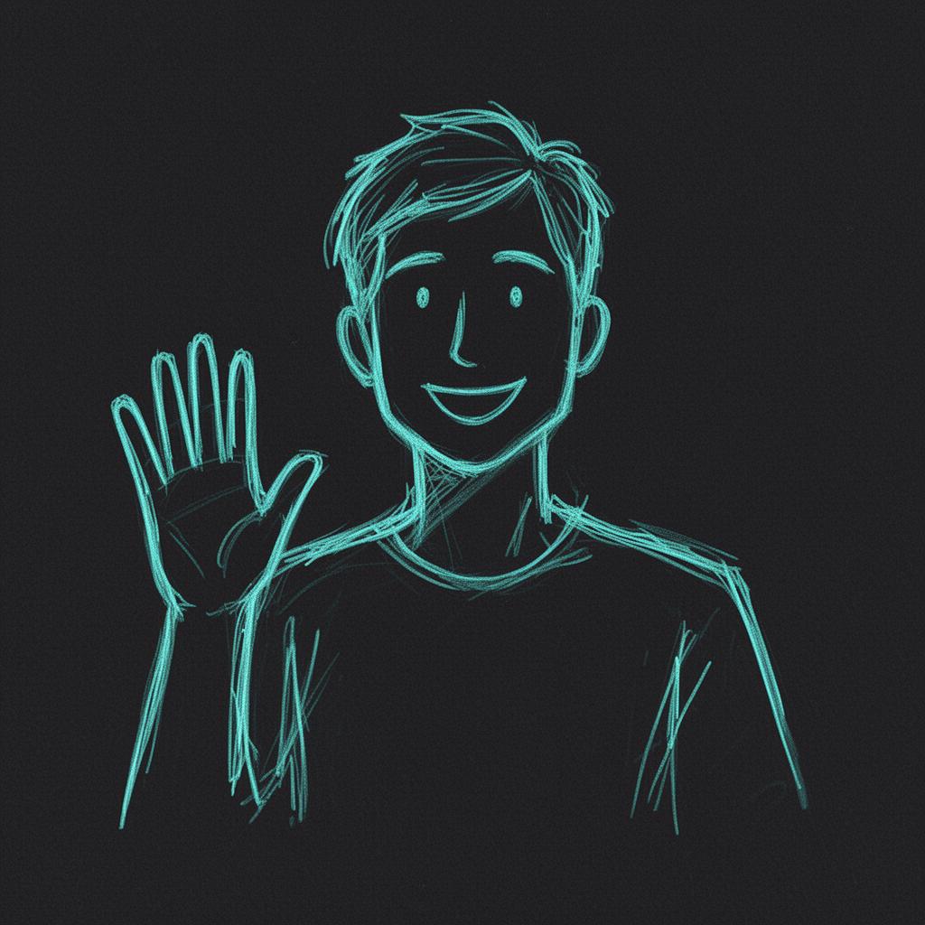 Sketch of a friendly person waving hello